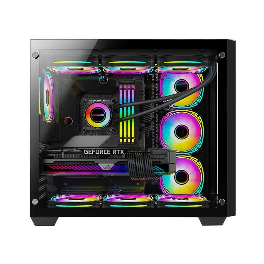 Huntkey S980 Tornado Mid Tower Black (Tempered Glass Side Window) ATX Gaming Desktop Case