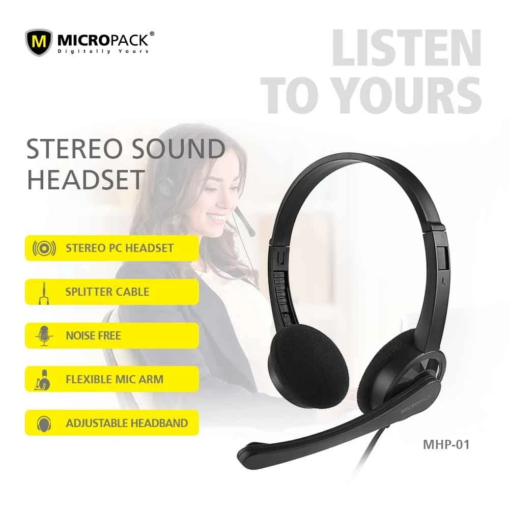 Micropack MHP-01 Black Wired Headphone