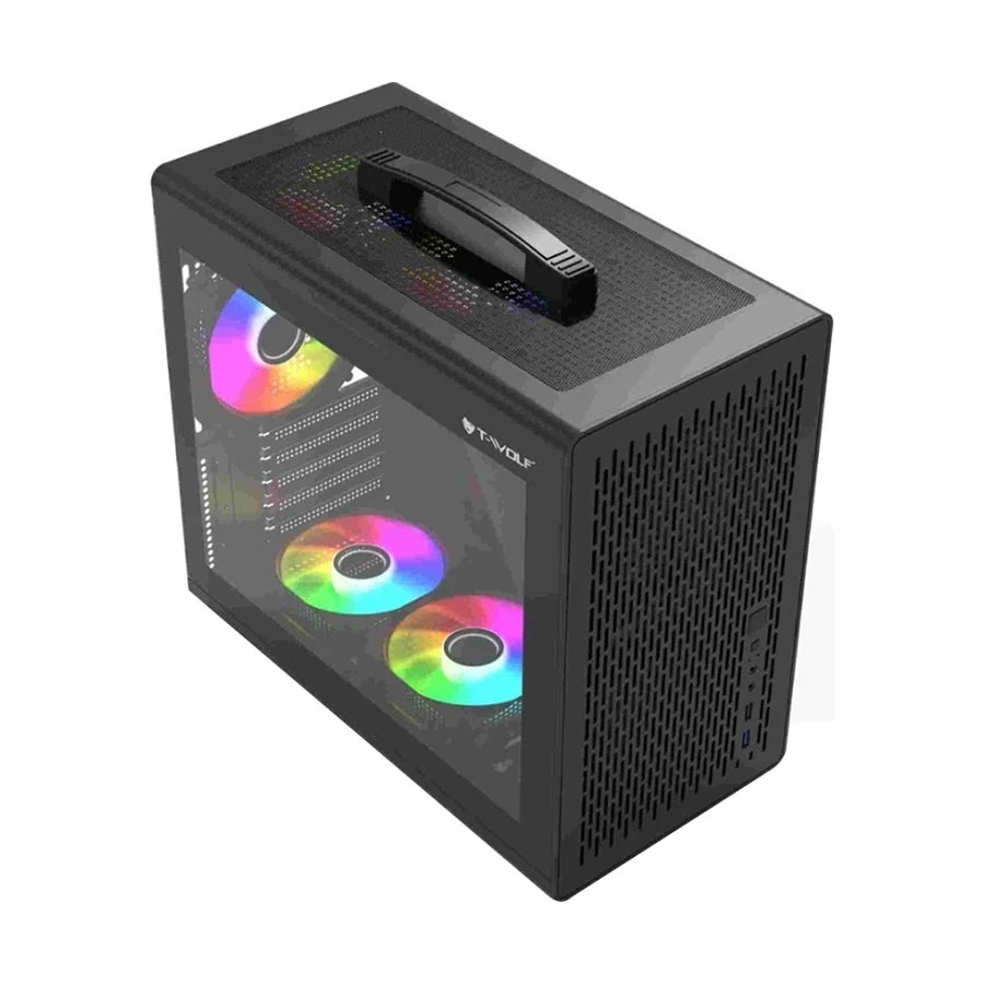 T-wolf XPLENDER X5 BH ARGB Mini Tower Black Micro-ATX Gaming Desktop Case