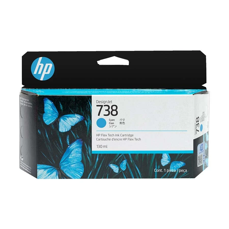 HP 738 130-ml Cyan Original Ink Cartridge #498N5A