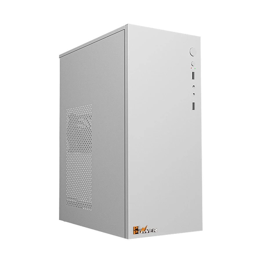 PC Power Pro Box V6 Mid Tower White Micro-ATX Desktop Case with Standard PSU
