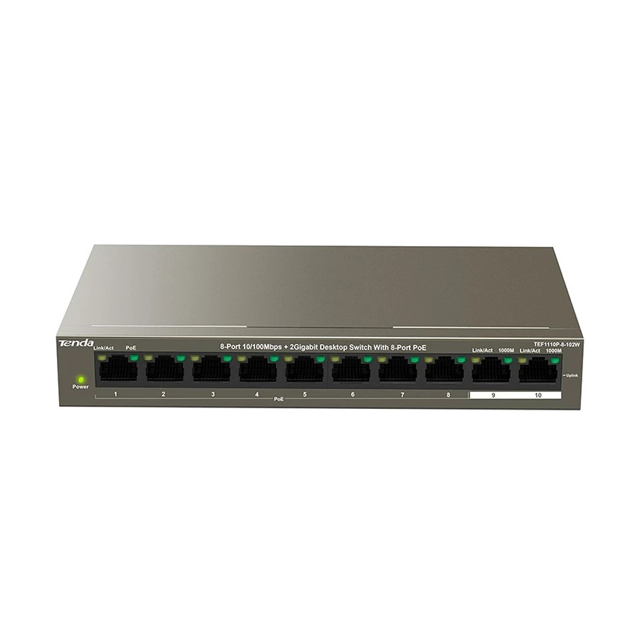 Tenda TEF1110P 10 Port Desktop Switch #TEF1110P-8-102W