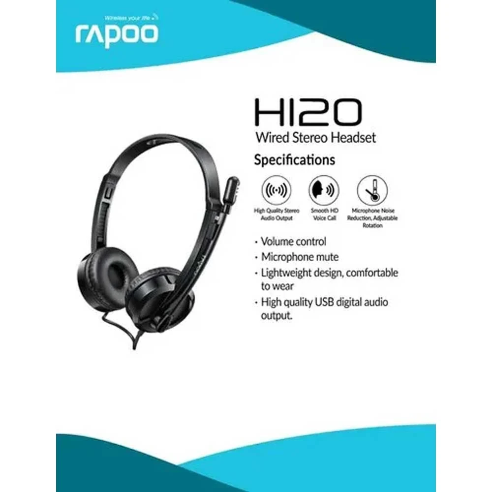 Rapoo H120 USB Black Wired Stereo headset