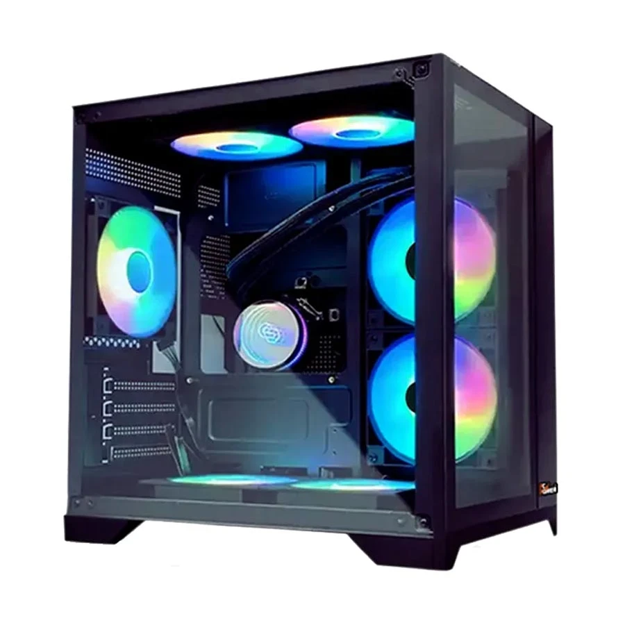 PC Power ICE CUBE 2024 Black Micro-ATX Gaming Desktop Casing #PP-H20 BK