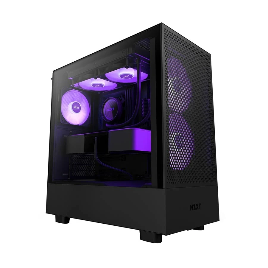 NZXT H5 Flow RGB (2023) Mid Tower Black ATX Gaming Desktop Casing #CC-H51FB-R1