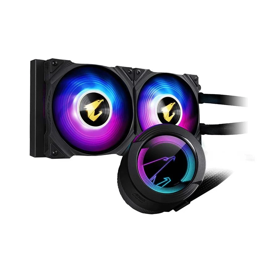 Gigabyte AORUS WATERFORCE 240 AIO Liquid CPU Cooler with ARGB Lighting Display & Dual 120mm ARGB Fans