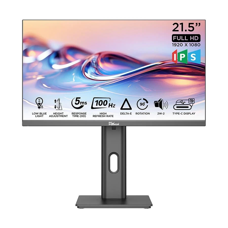 PC Power PCM22FRX 21.5 Inch FHD Display HDMI USB-C Black Borderless Monitor