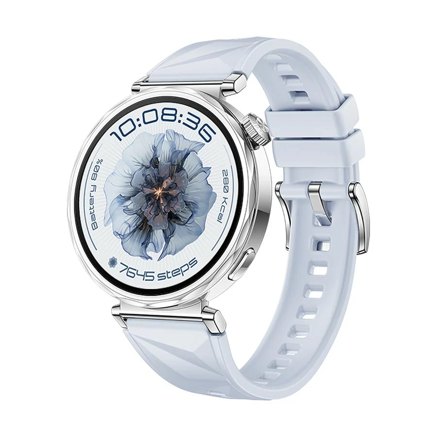Huawei Watch GT5 Silver with Blue Fluoroelastomer Strap 41mm GPS Bluetooth Calling Smart Watch