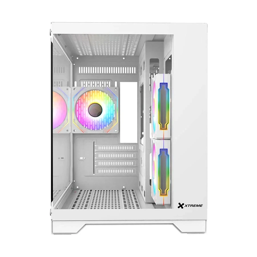 Xtreme M500W Mid Tower (Tempered Glass) White Gaming Desktop Casing With 3 ARGB Fan