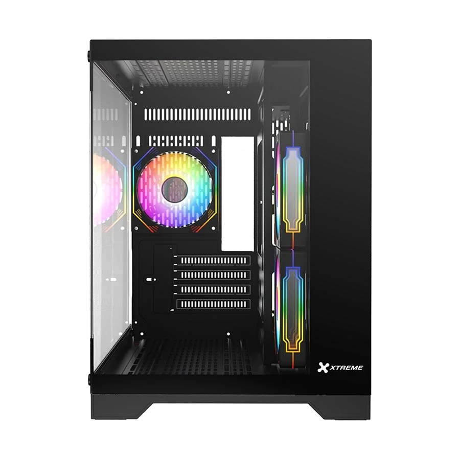 Xtreme M500B Mid Tower (Tempered Glass) Black Gaming Desktop Casing With 3 ARGB Fan