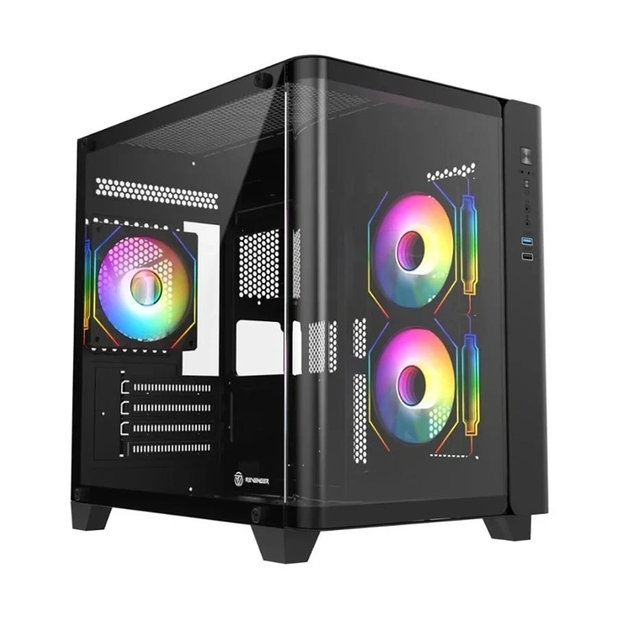 Revenger Air Tank Mini Mid Tower Black (Tempered Glass Window) Micro-ATX Gaming Desktop Case