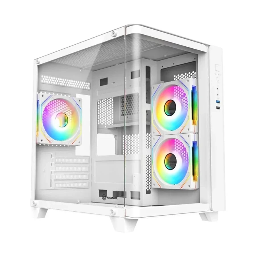 Revenger Air Tank Mini Mid Tower White (Tempered Glass Window) Micro-ATX Gaming Desktop Case