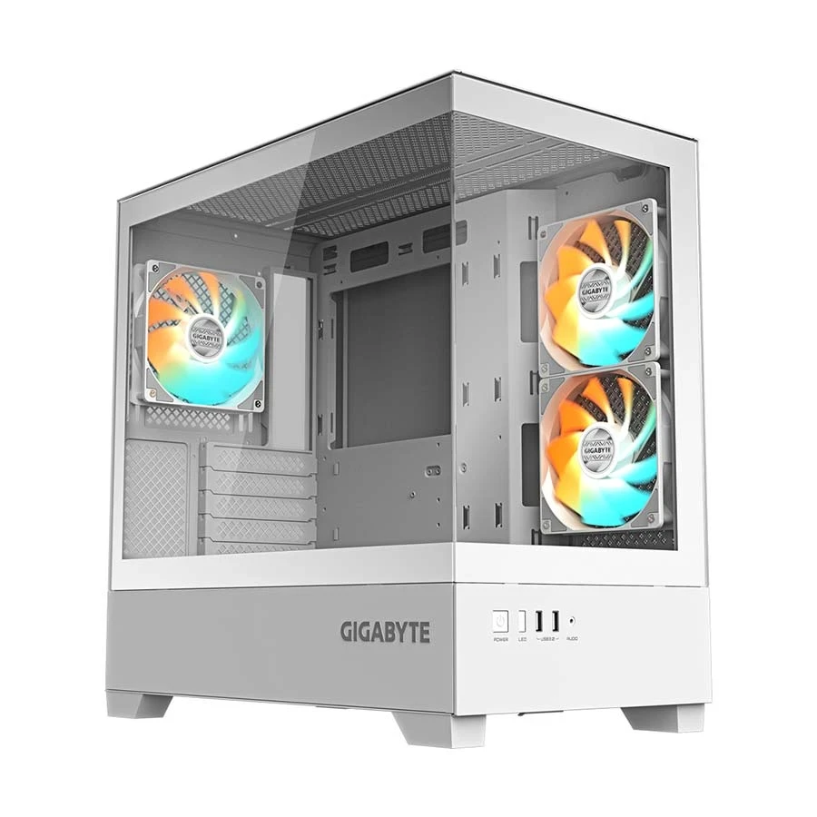 Gigabyte C201 Panoramic ICE Mid Tower White (Tempered Glass Window) Micro-ATX Gaming Desktop Case
