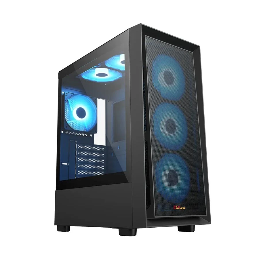 PC Power Crystal Mesh V3 Mid Tower Black (Tempered Glass Window) E-ATX Gaming Desktop Case #PP-GS2404V3 MESH BK