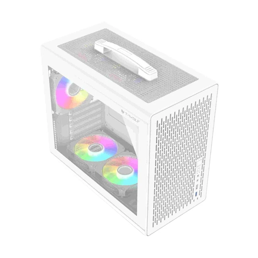. T-wolf XPLENDER X5 WH ARGB Mini Tower White Micro-ATX Gaming Desktop Case