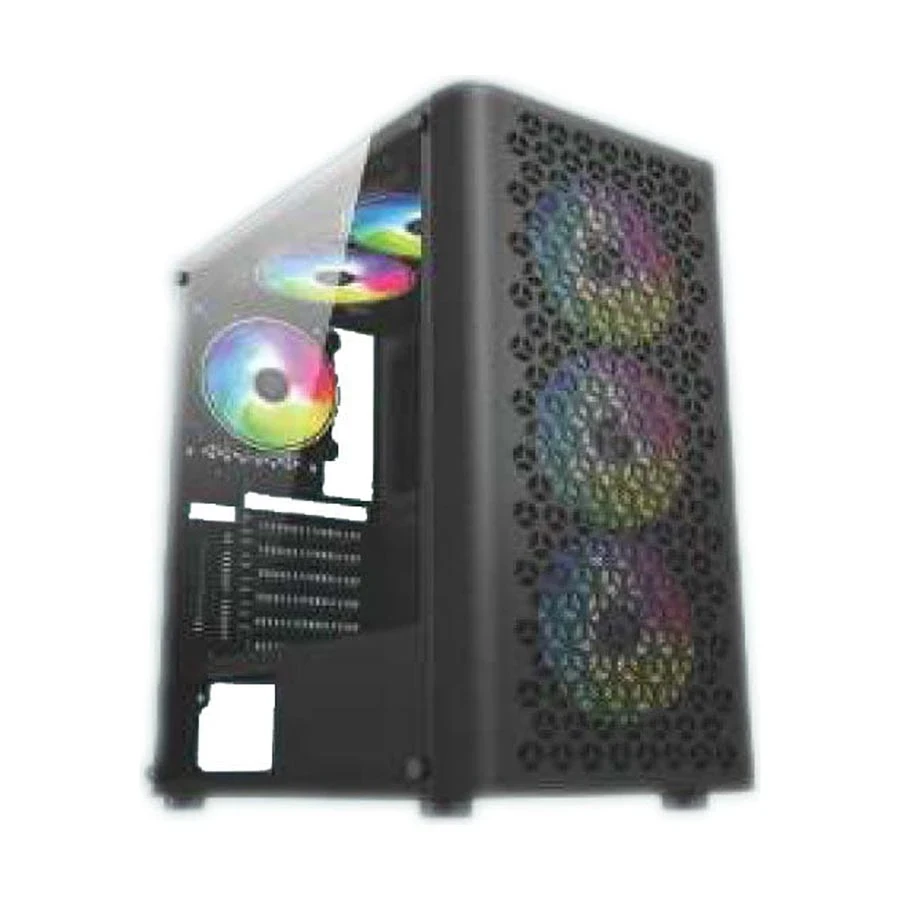 PC Power Trinity Mesh Black Mid Tower ATX Gaming Desktop Casing #PP-GS2407 BK