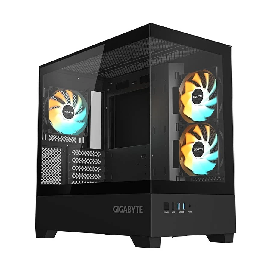 Gigabyte C201 Panoramic Mid Tower Black Micro-ATX Gaming Desktop Case
