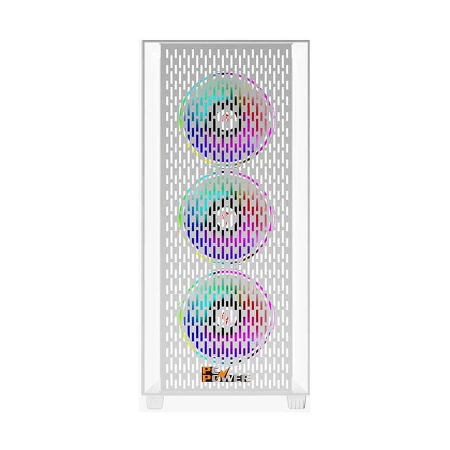 PC Power Flow White Light Mesh Mid Tower White ATX Gaming Desktop Case #PP-GS2401-WH